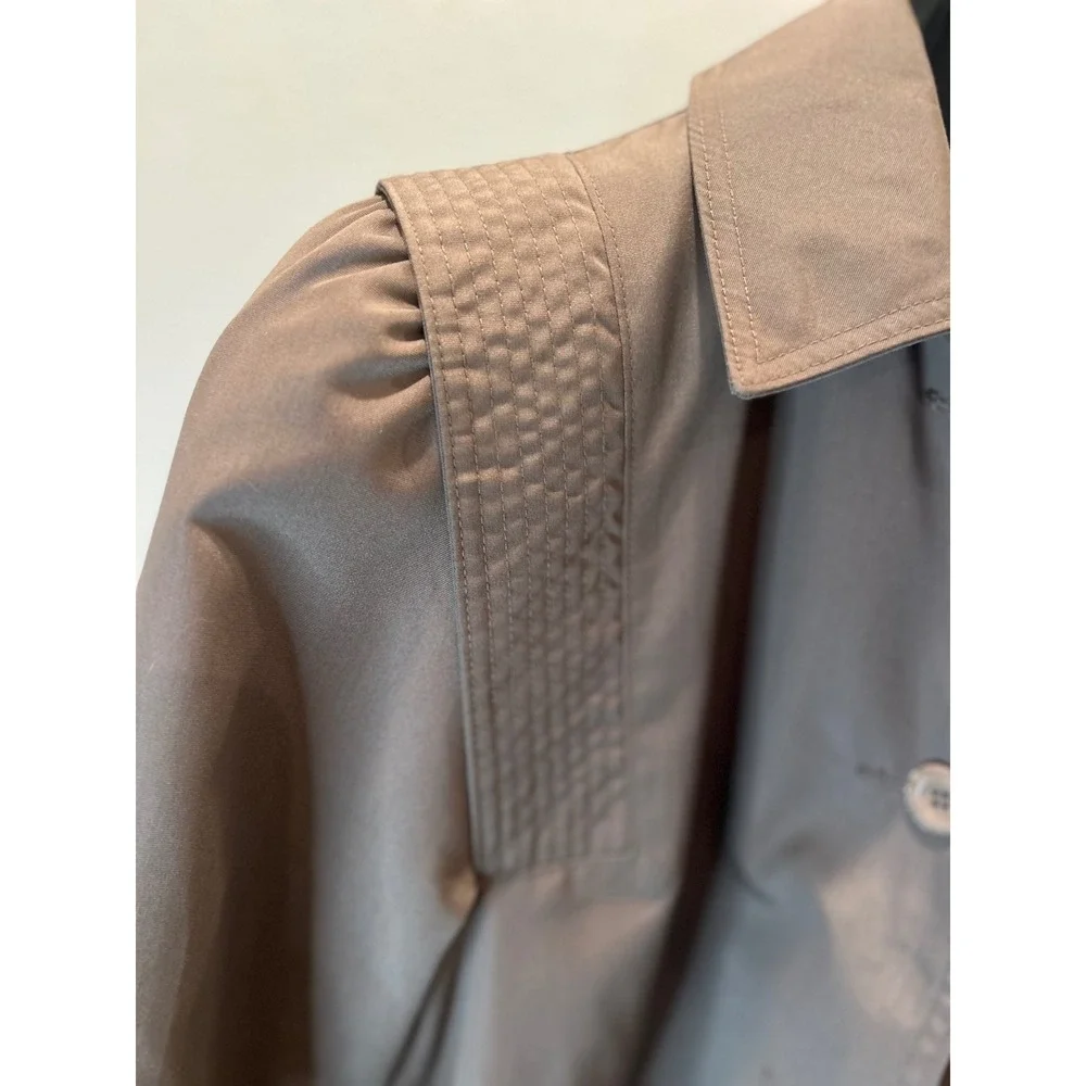 Fitz‎ Women's Classic Beige Trench Coat Belted Button Front Shoulder Detail